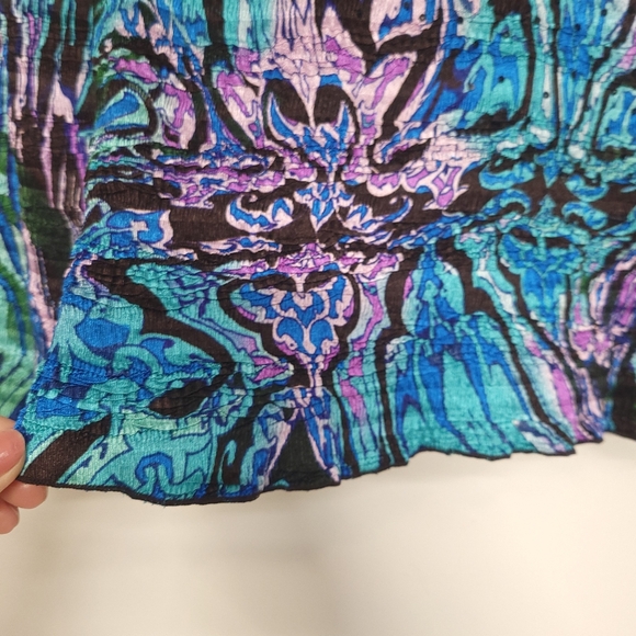 Alberto Makali blouse stretch textured crinkle sequins beads top Lavender Royal - Picture 4 of 12